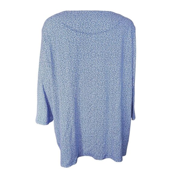 Croft & Barrow Top Womens Plus Size 3X Blue White 3/4 Sleeve Pullover Shirt - Picture 3 of 5